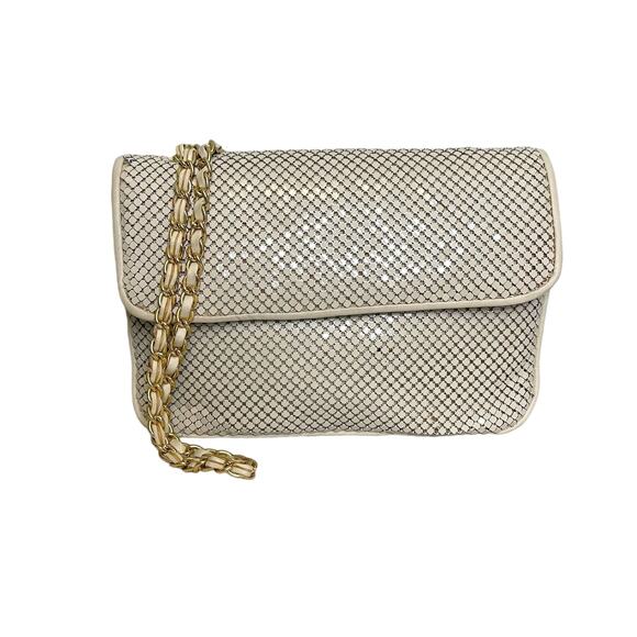 Vintage Whiting and Davis Cream Chain Beaded Bag - Picture 1 of 10